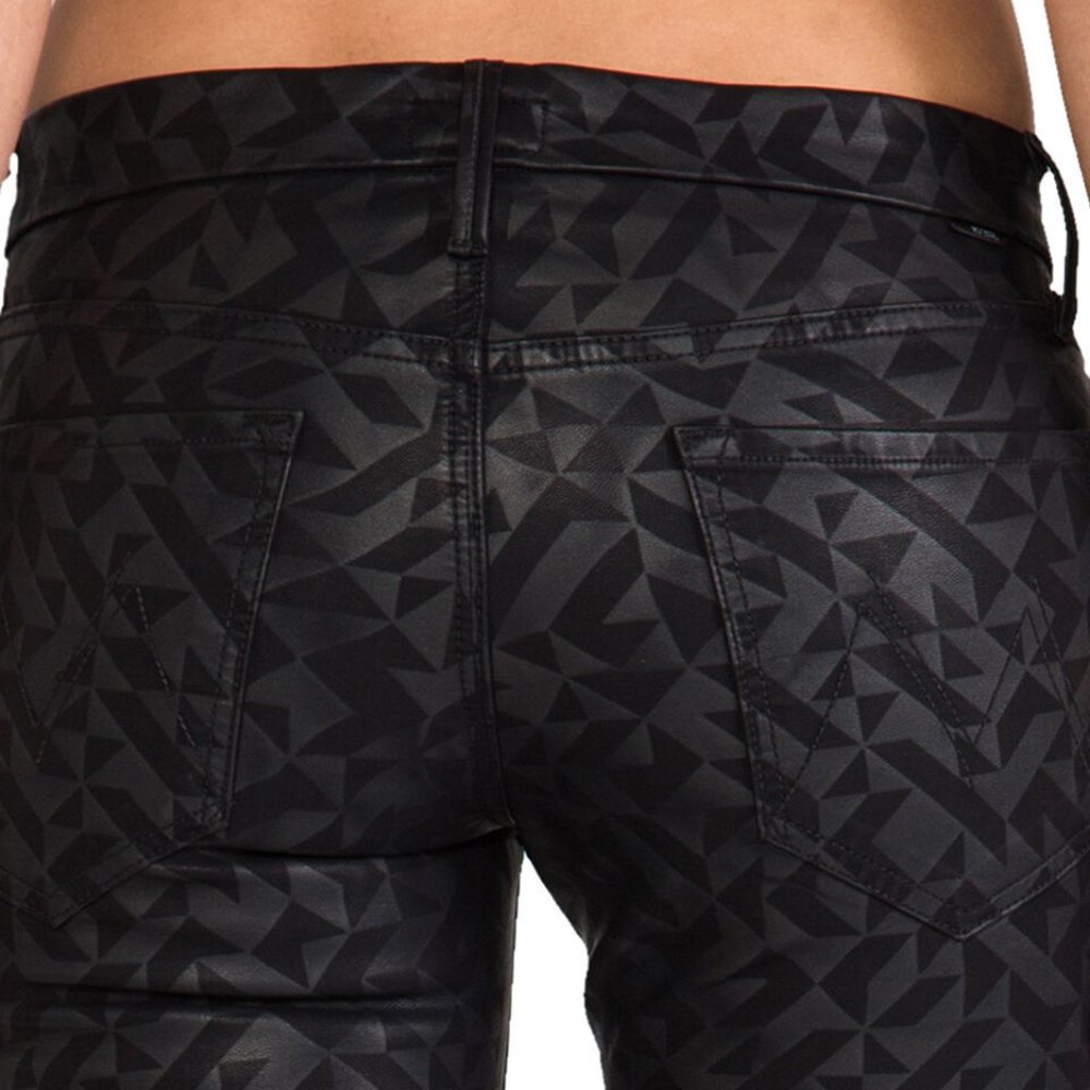 MOTHER JEANS Coated Slim PLEATHER Black Pant